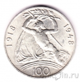 Чехословакия 100 крон 1948 30 лет Независимости