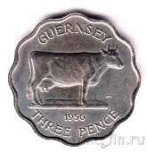 Гернси 3 пенса 1956 Корова (тонкая)