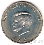 Либерия 10 долларов 2000 Джон Кеннеди