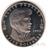 Маршалловы острова 5 долларов 1993 Элвис Пресли