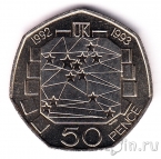 Великобритания 50 пенсов 1993 Председательство Великобритании в ЕС