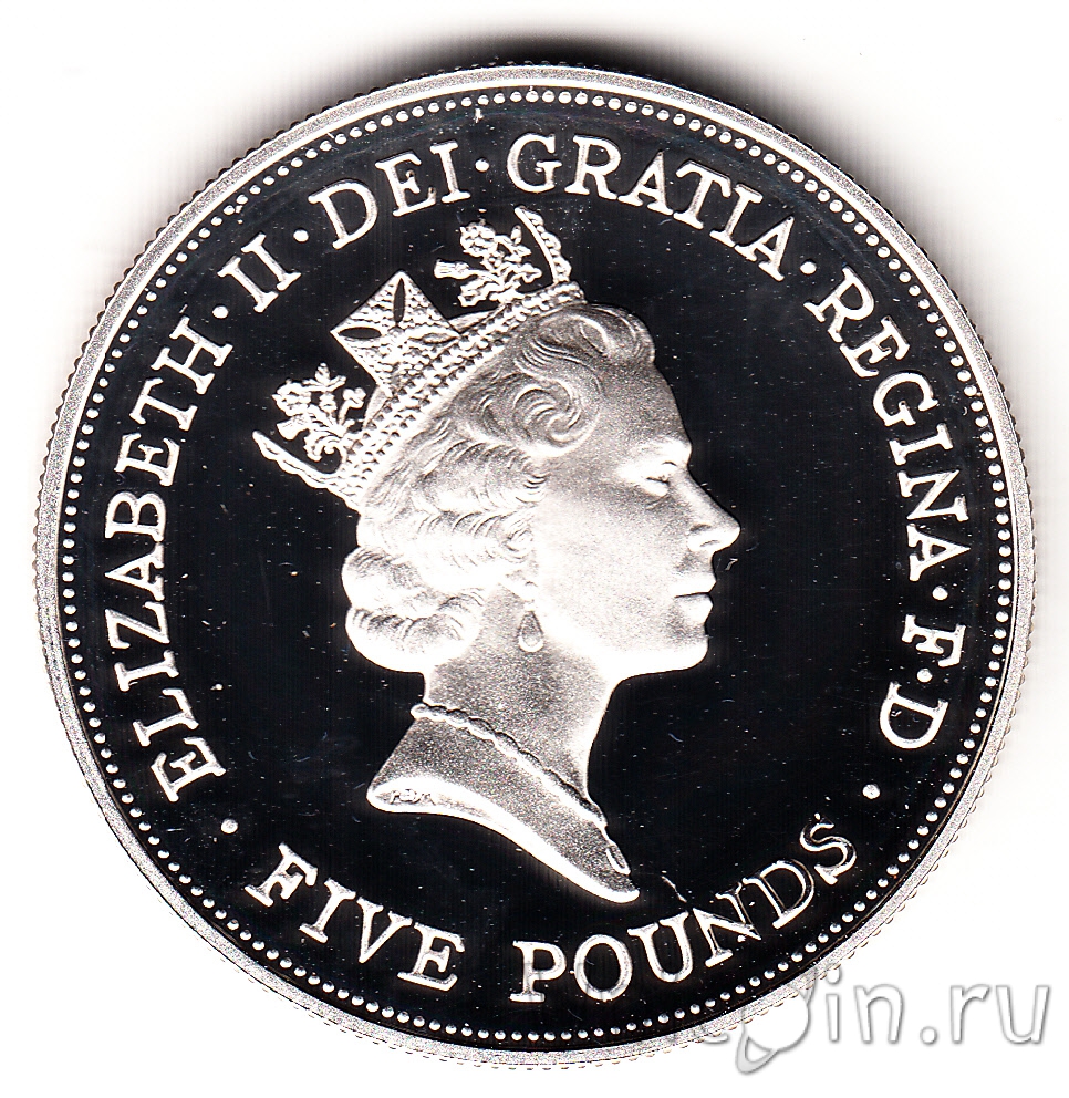 Великобритания 5 фунтов 1990 90 лет Королеве-Матери.
