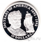 Острова Кука 10 долларов 1990 500 лет Открытия Америки