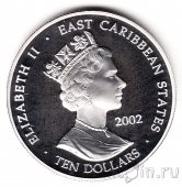 Восточно-Карибские Территории 10 долларов 2002 Елизавета II