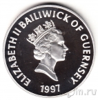 Гернси 5 фунтов 1997 Золотая свадьба (серебро)