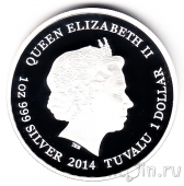 Тувалу 1 доллар 2014 Зеленая черепаха