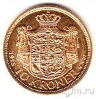 Монета золотая. Дания 10 крон 1913
