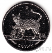 Остров Мэн 1 крона 2002 Бенгальские кошки
