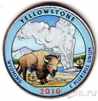 США 25 центов 2010 Yellowstone (цветная)