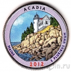 США 25 центов 2012 Acadia (цветная)