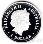 Монета серебряная. Австралия 1 доллар 2001 Миллениум