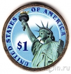 США 1 доллар 2008 №06 Джон Куинси Адамс (цветная)