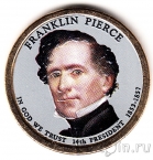 США 1 доллар 2010 №14 Франклин Пирс (цветная)