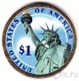 США 1 доллар 2010 №14 Франклин Пирс (цветная)