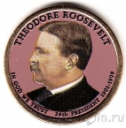 США 1 доллар 2013 №26 Теодор Рузвельт (цветная)