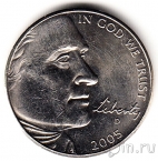 США 5 центов 2005 Бизон (цветная аверс)