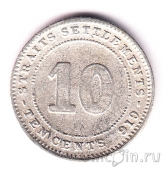 Стрейтс-Сетлментс 10 центов 1919
