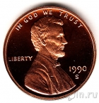США 1 цент 1990 (S)
