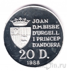 Андорра 20 динер 1988 Олимпиада в Альбервиле