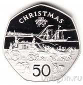 Остров Мэн 50 пенсов 1980 Рождество (серебро)