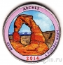 США 25 центов 2014 Arches (цветная)