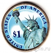 США 1 доллар 2014 №30 Джон Калвин Кулидж (цветная)