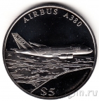 Либерия 5 долларов 2005 Аэробус А380
