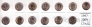Россия набор монет 1 копейка (13 штук, 1997-2009) СПМД
