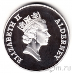Олдерни 5 фунтов 1996 70 лет Королеве