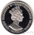 Фолклендские острова 50 пенсов 2002 Золотой юбилей (цв)
