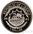 Либерия 1 доллар 2001 75 лет Королеве