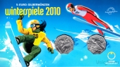 Австрия набор 2 монеты 5 евро 2010 Лыжи и сноуборд