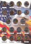 США набор 56 монет 25 центов Штаты и территории (цветные)