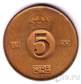 Швеция 5 оре 1955