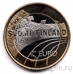 Финляндия 5 евро 2016 Лыжи