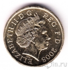 Великобритания 1 фунт 2008 Гербовый щит