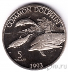 Маршалловы острова 5 долларов 1993 Дельфины
