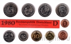 ФРГ набор 10 монет 1980 (D)