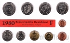 ФРГ набор 10 монет 1980 (F)