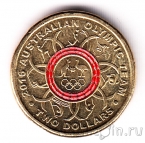 Австралия 2 доллара 2016 Олимпийская сборная (красная)