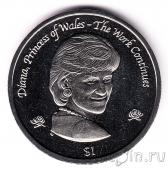 Британские Виргинские острова 1 доллар 2002 Принцесса Диана