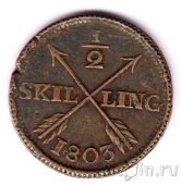 Швеция 1/2 скиллинга 1803