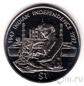 Либерия 1 доллар 1997 Независимость Индии