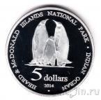 Остров Херд и острова Макдональд 5 долларов 2014 Пингвины