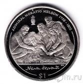 Брит. Виргинские острова 1 доллар 2005 Смерть Нельсона
