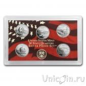 США набор 5 монет 25 центов 2005 (Proof, серебро)