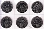 Олдерни, Джерси и Гернси набор 6 монет 5 фунтов 2005 60 лет окончания войны