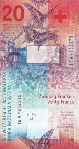 Швейцария 20 франков 2017