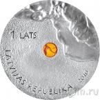 Латвия 1 лат 2010 Янтарная монета