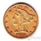 США 5 долларов 1882